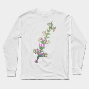 White Butterflies With Purple Flowers Long Sleeve T-Shirt